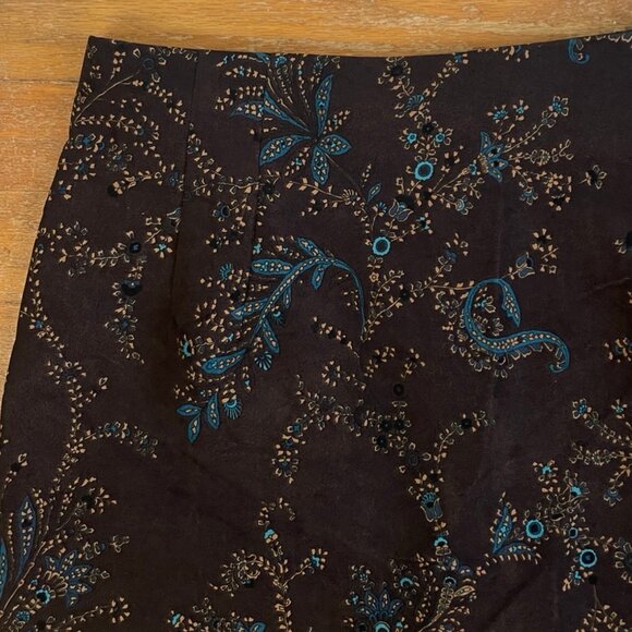 Vintage Floral Paisley Midi Skirt Size Small 28" Waist 90s Microfiber Damask - Picture 2 of 5